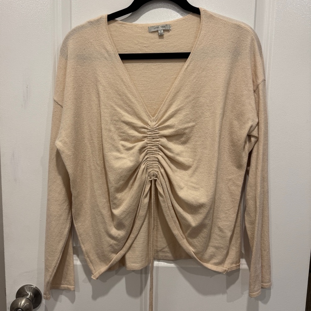Light Pink Ruched V-Neck Top